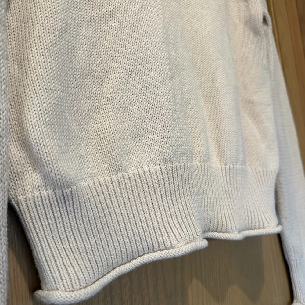J. Crew Cream Turtleneck Rolled Hemline Sweater / Cotton / xsmall
